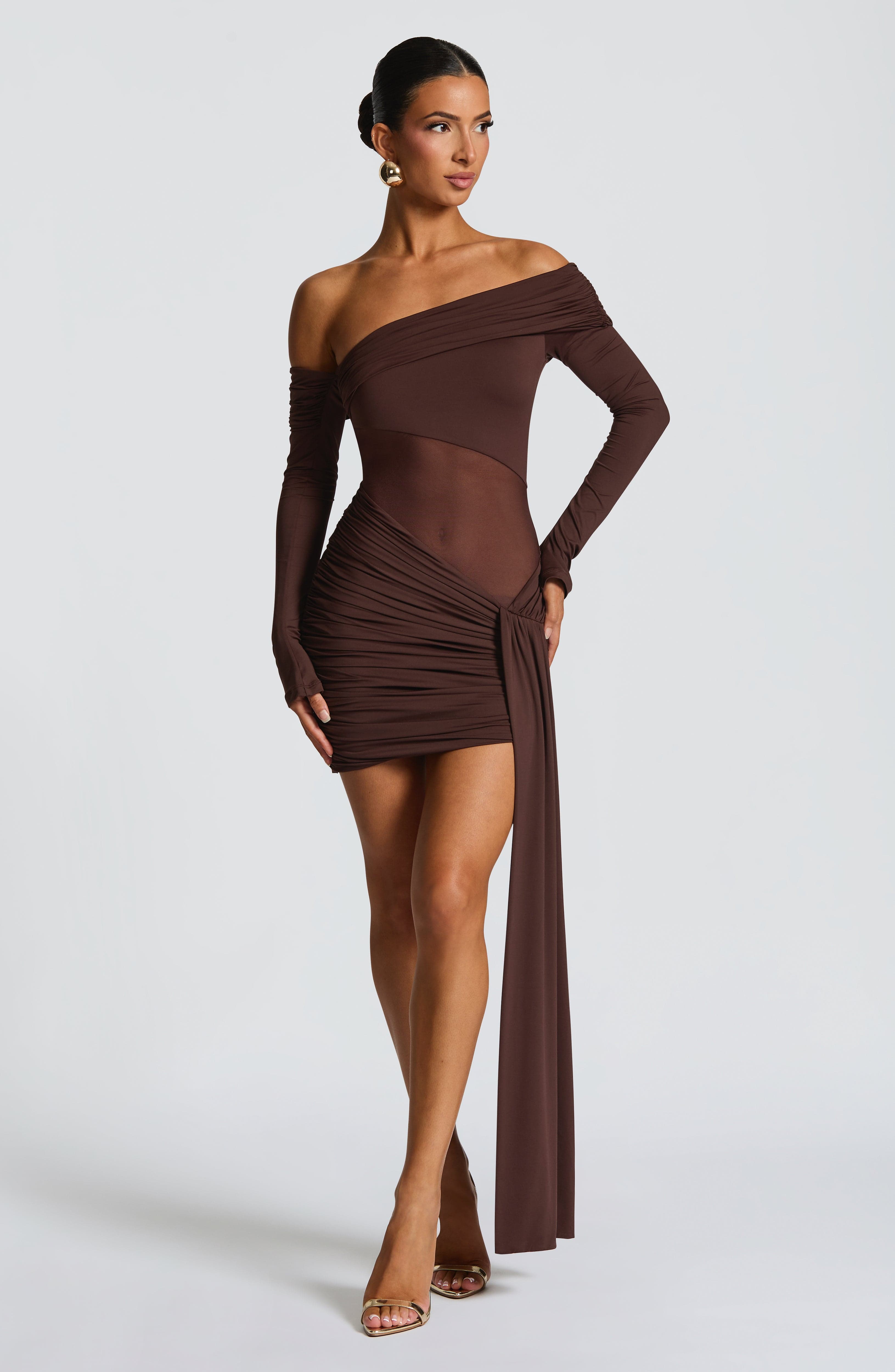 Natalie Mini Dress - Plum Brown