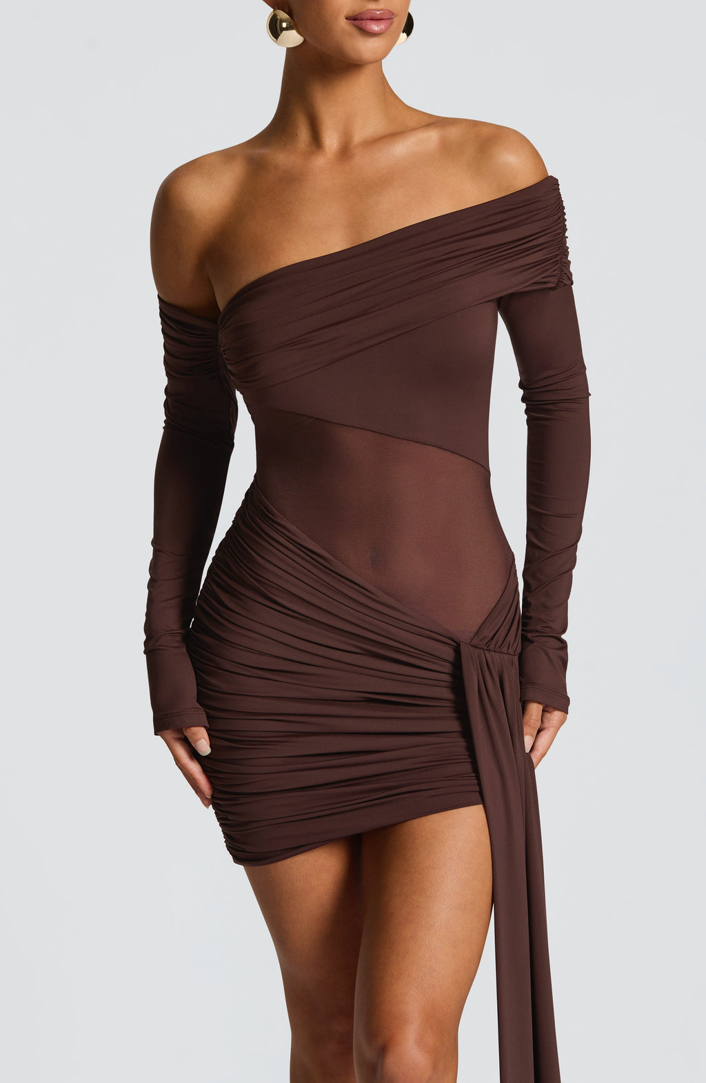 Natalie Mini Dress - Plum Brown