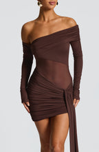 Natalie Mini Dress - Plum Brown