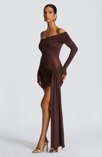 Natalie Mini Dress - Plum Brown