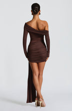 Natalie Mini Dress - Plum Brown