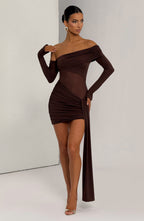 Natalie Mini Dress - Plum Brown