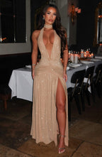 Isla Maxi Dress - Gold Sparkle