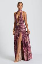 Isla Maxi Dress - Magenta Orchid Print