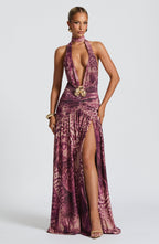 Isla Maxi Dress - Magenta Orchid Print