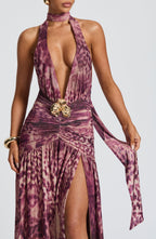 Isla Maxi Dress - Magenta Orchid Print