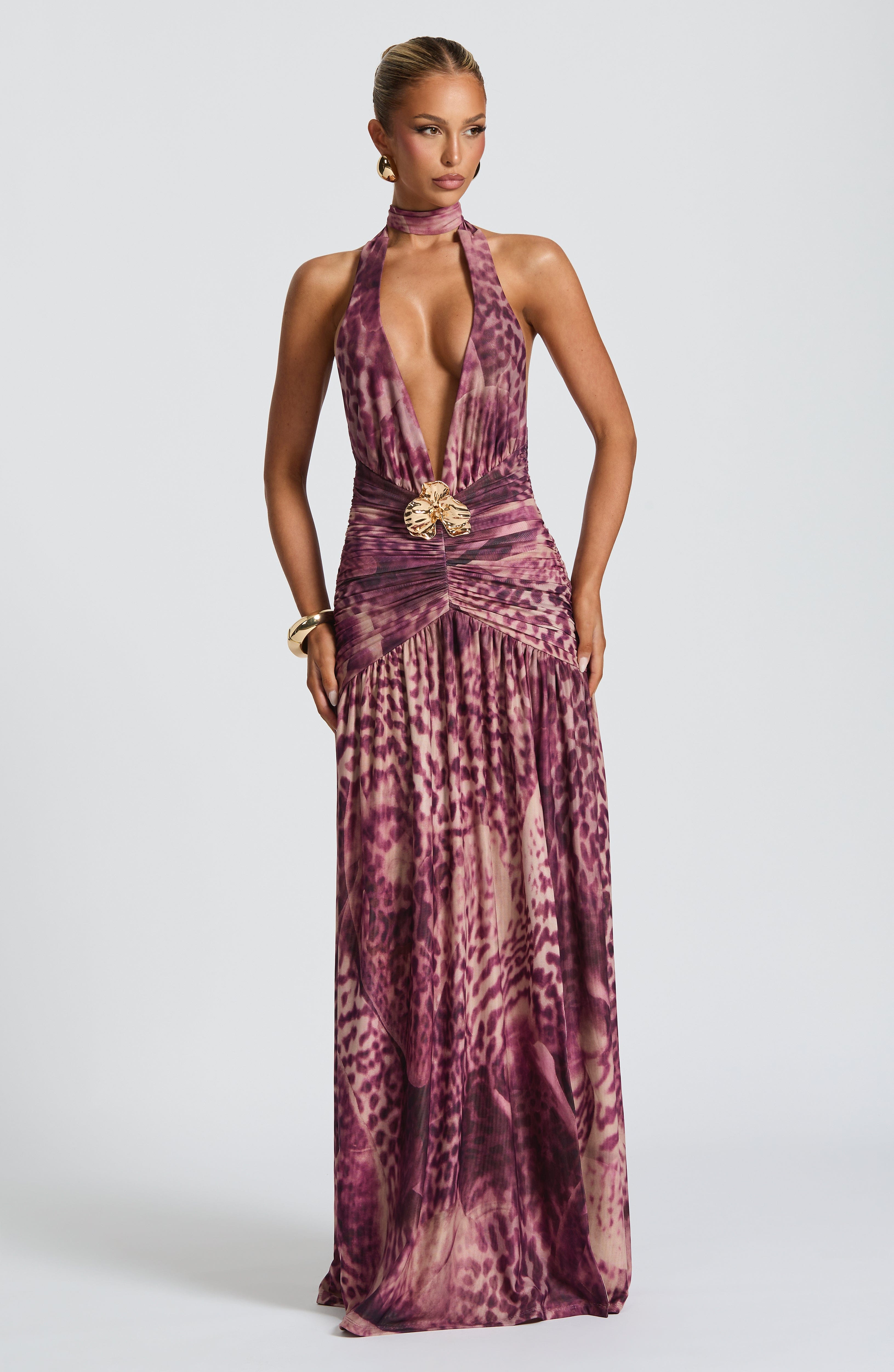 Isla Maxi Dress - Magenta Orchid Print