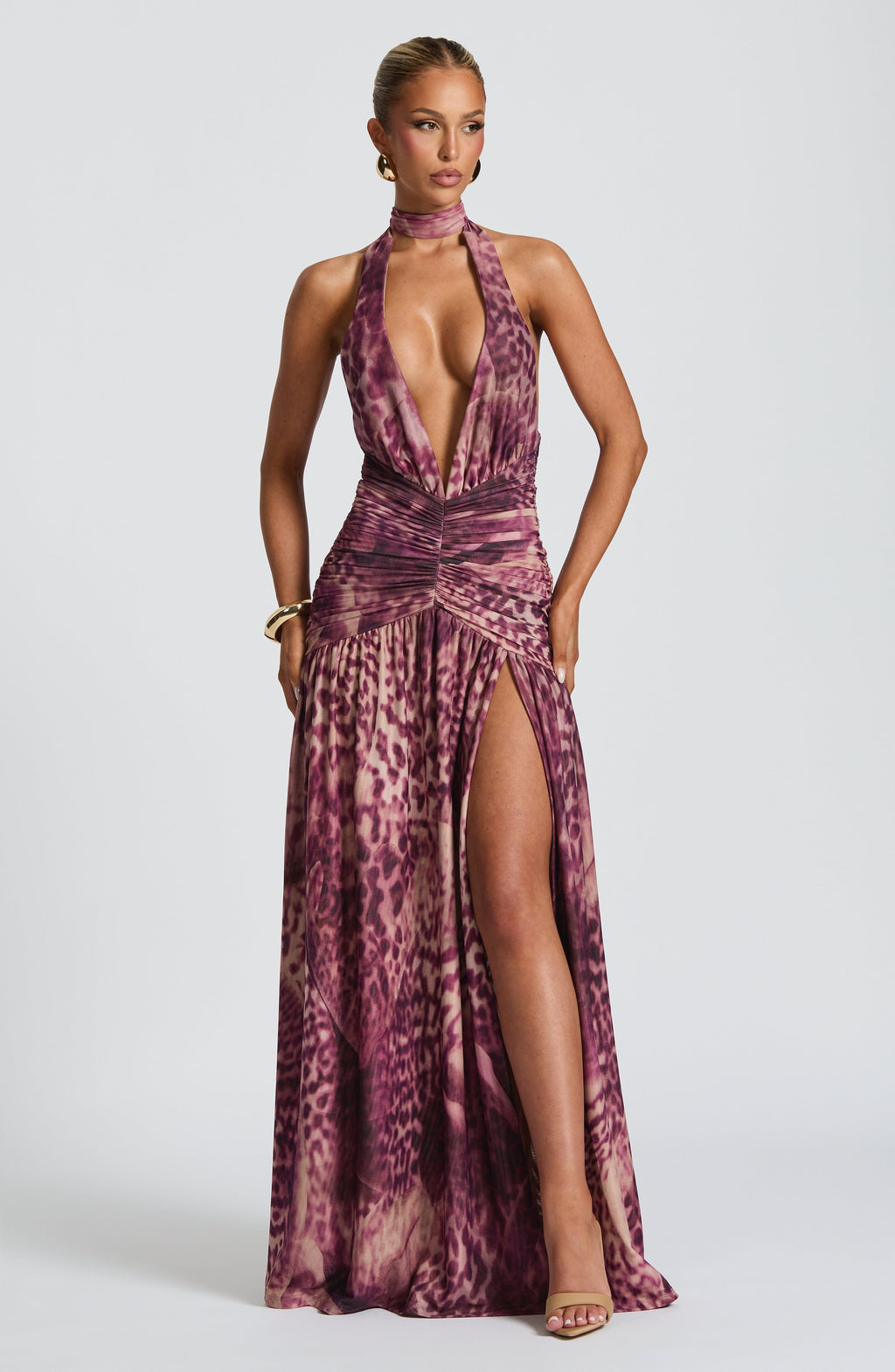 Isla Maxi Dress - Magenta Orchid Print