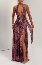 Isla Maxi Dress - Magenta Orchid Print