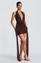 Gemma Mini Dress - Plum Brown