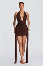 Gemma Mini Dress - Plum Brown