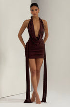 Gemma Mini Dress - Plum Brown