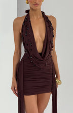 Gemma Mini Dress - Plum Brown