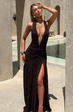 Luna Maxi Dress - Plum Brown