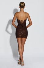 Amber Mini Dress - Plum Brown