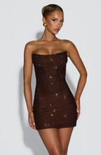Amber Mini Dress - Plum Brown