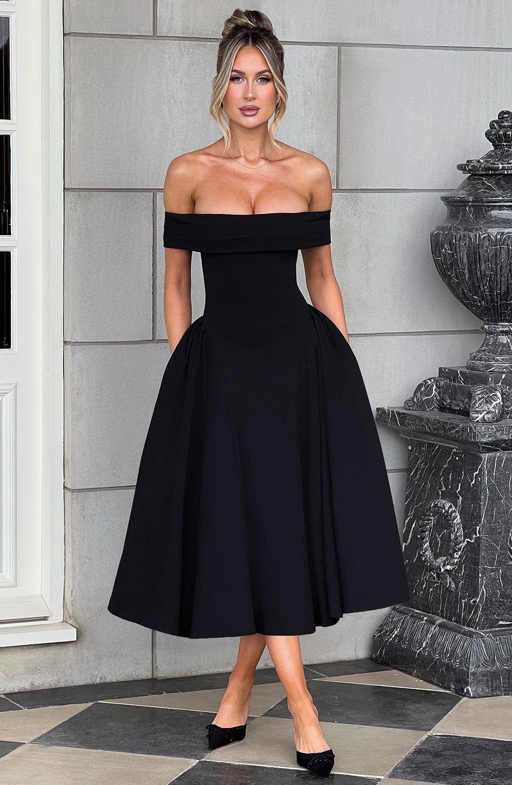 Lauren Midi Dress - Black