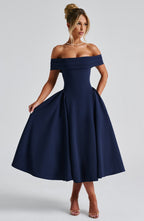 Lauren Midi Dress - Navy