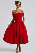 Lauren Midi Dress - Red