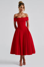 Lauren Midi Dress - Red