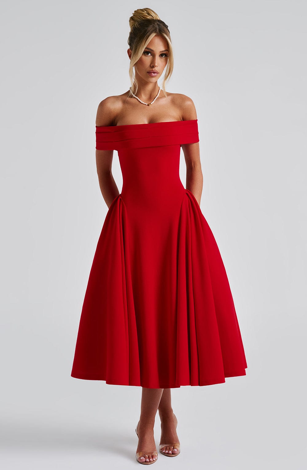 Lauren Midi Dress - Red