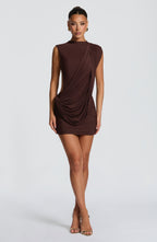 Lisa Mini Dress - Plum Brown
