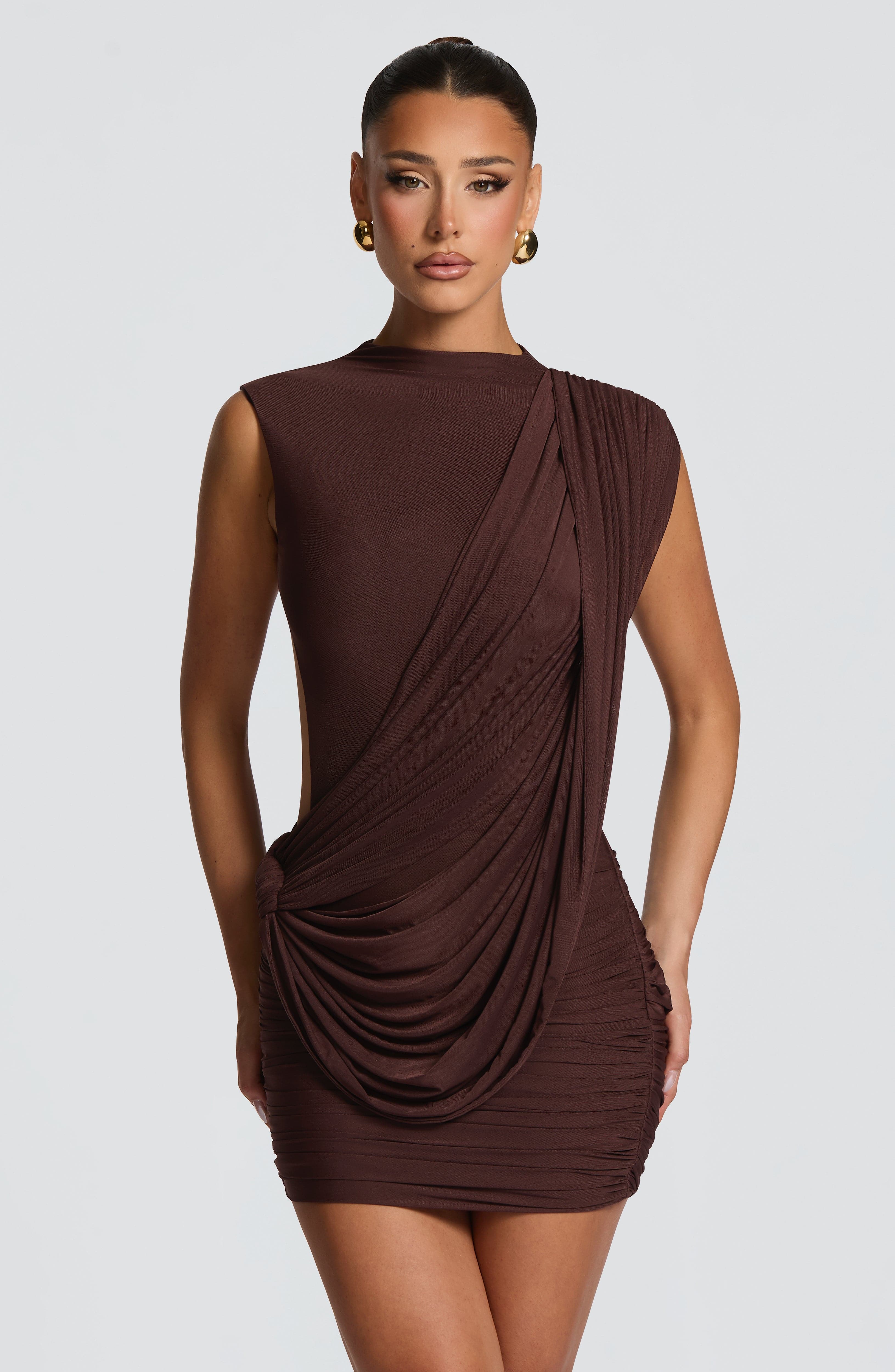 Lisa Mini Dress - Plum Brown