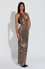 Hannah Maxi Dress - Sequin Leopard Print