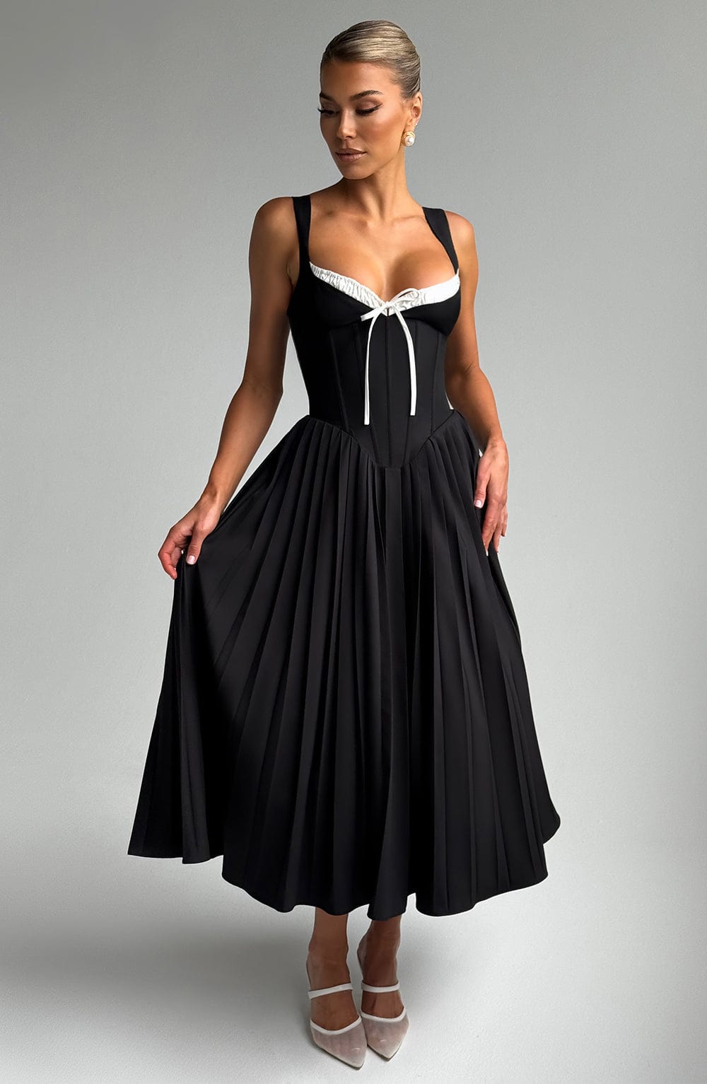 Amber Midi Dress - Black/White