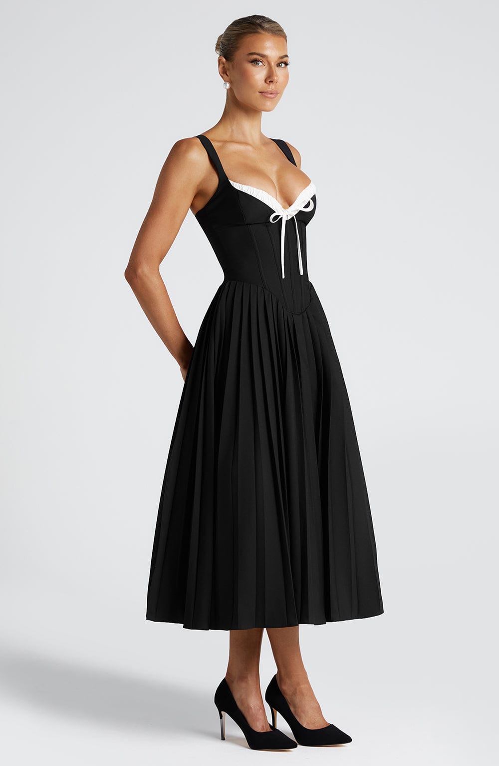 Amber Midi Dress - Black/White