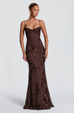 Maya Maxi Dress - Plum Brown