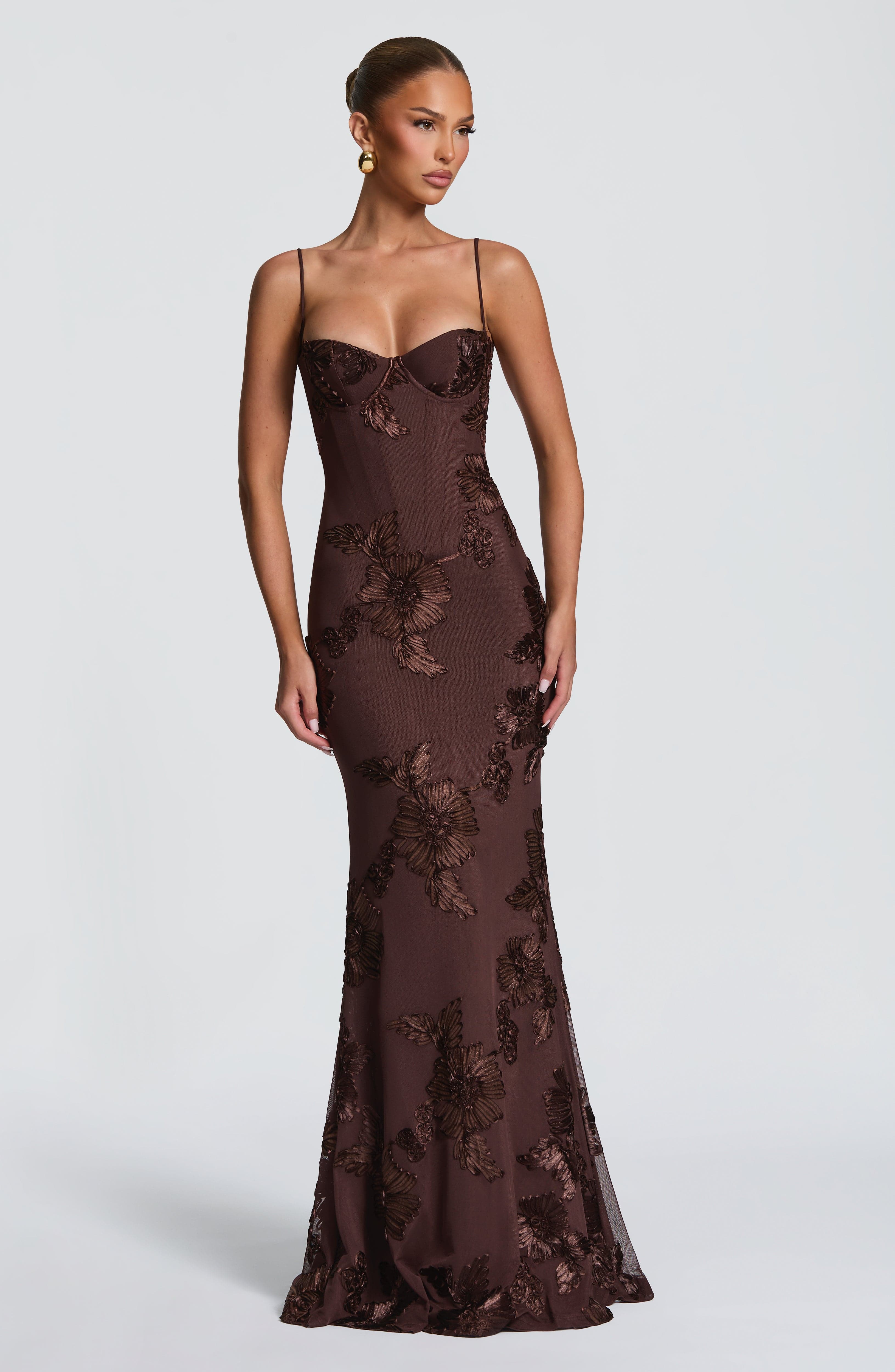 Maya Maxi Dress - Plum Brown