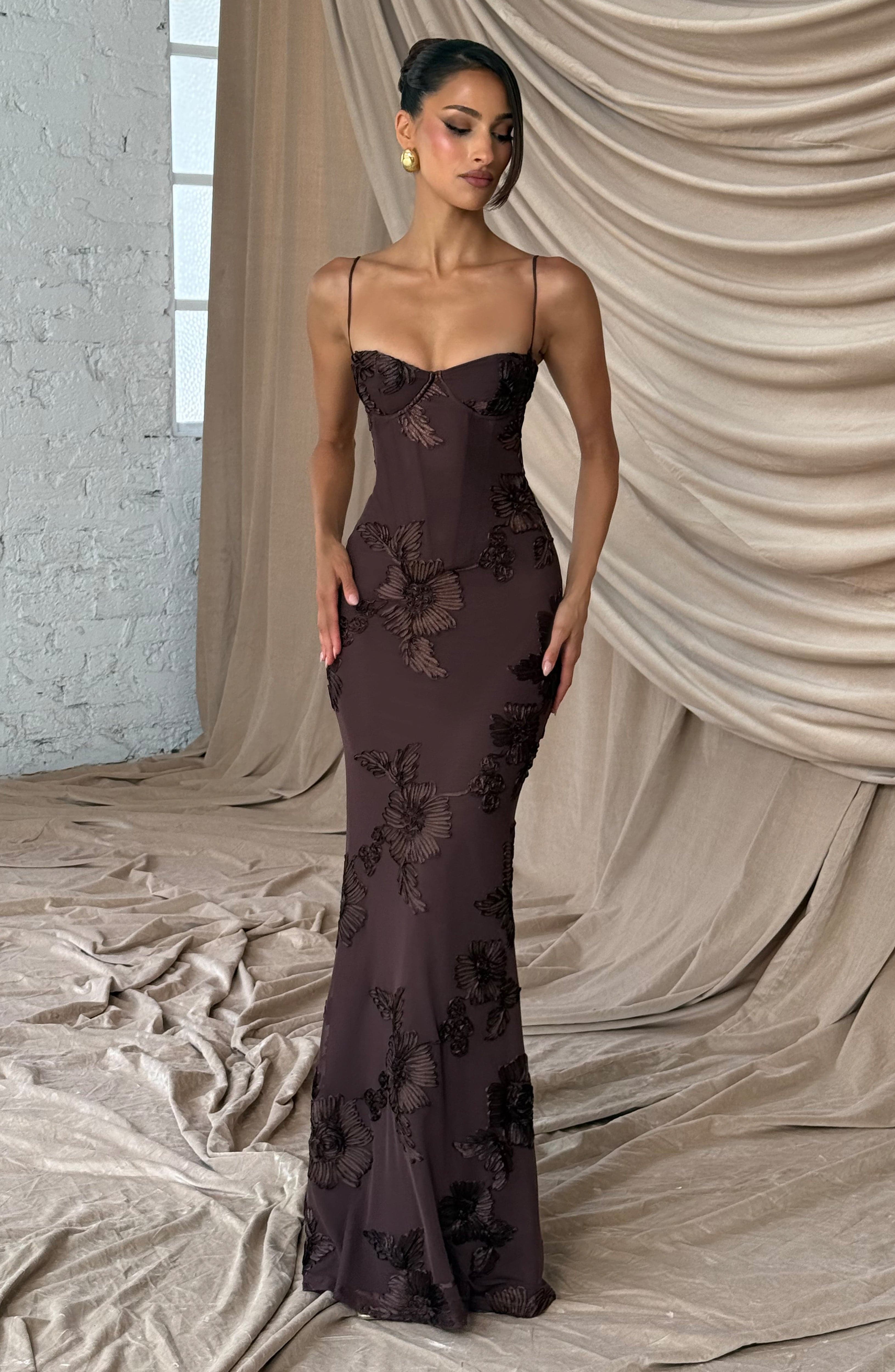 Maya Maxi Dress - Plum Brown