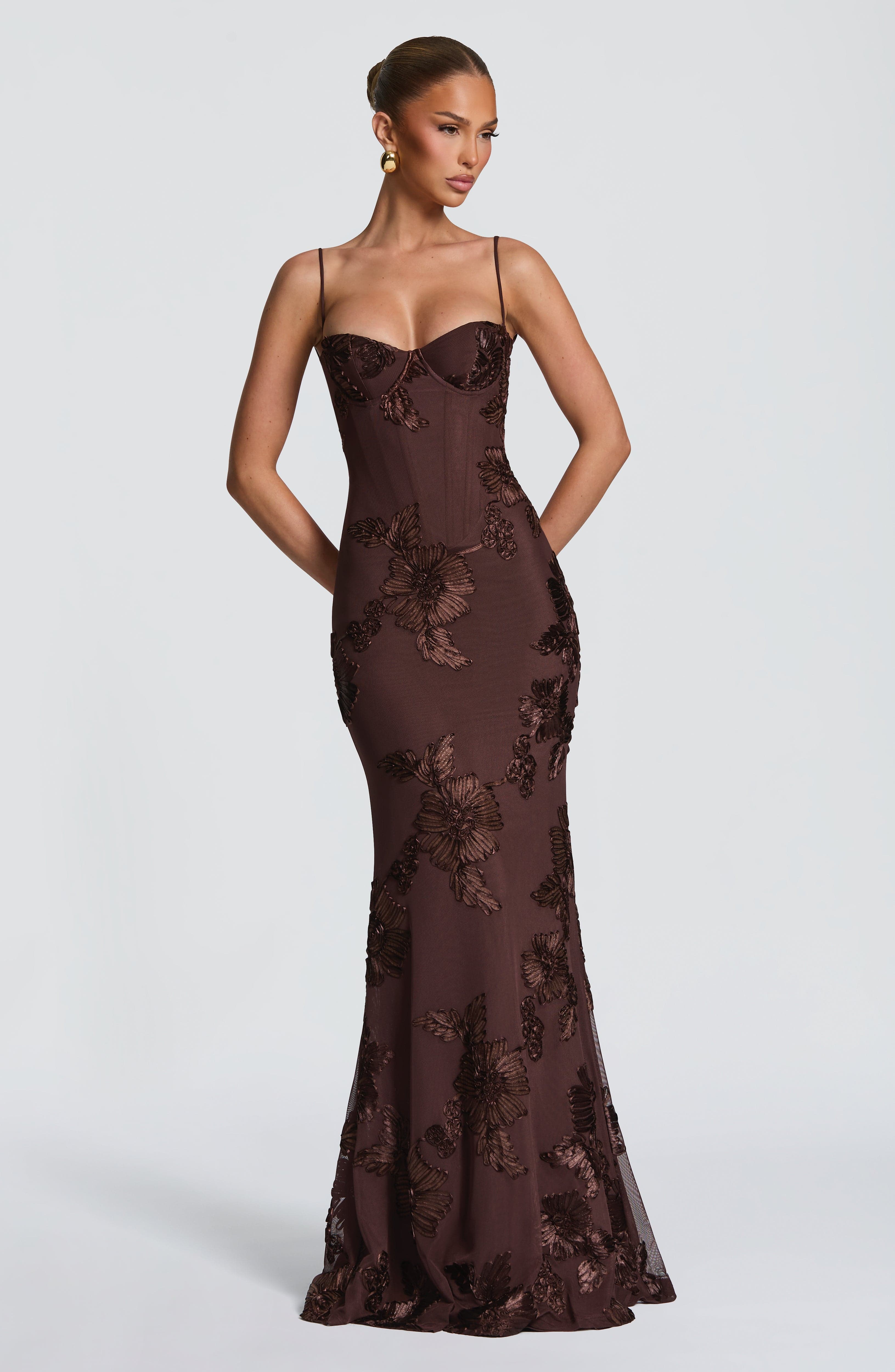 Maya Maxi Dress - Plum Brown