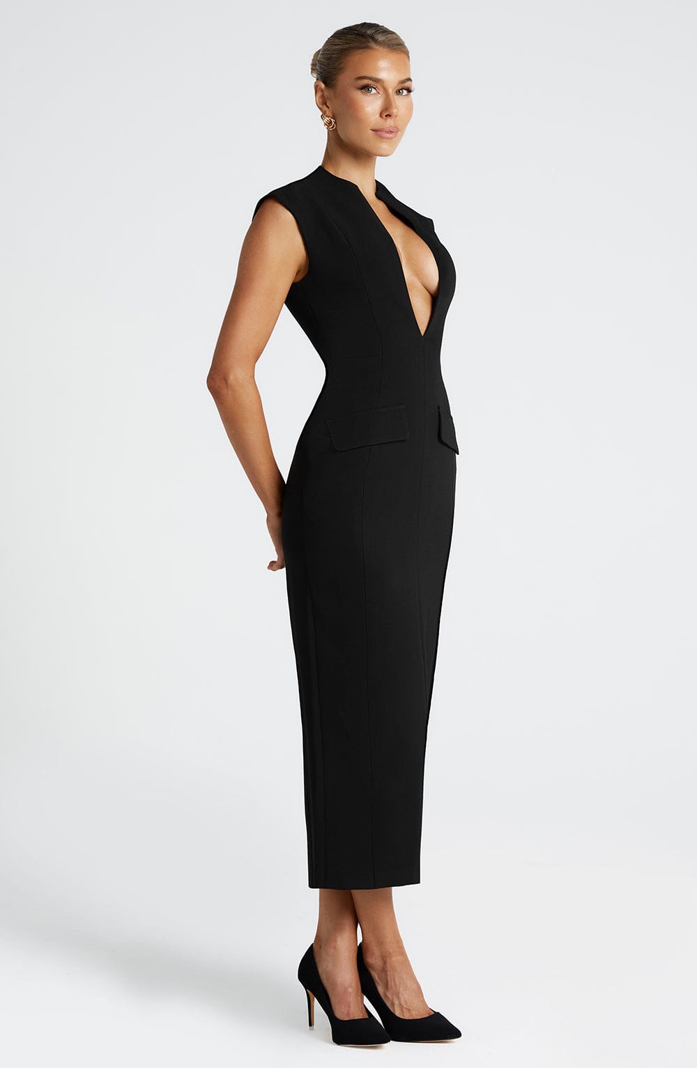 Lisa Midi Dress - Black