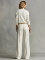 Cream Knit Turtleneck & Wide-Leg Pant Set