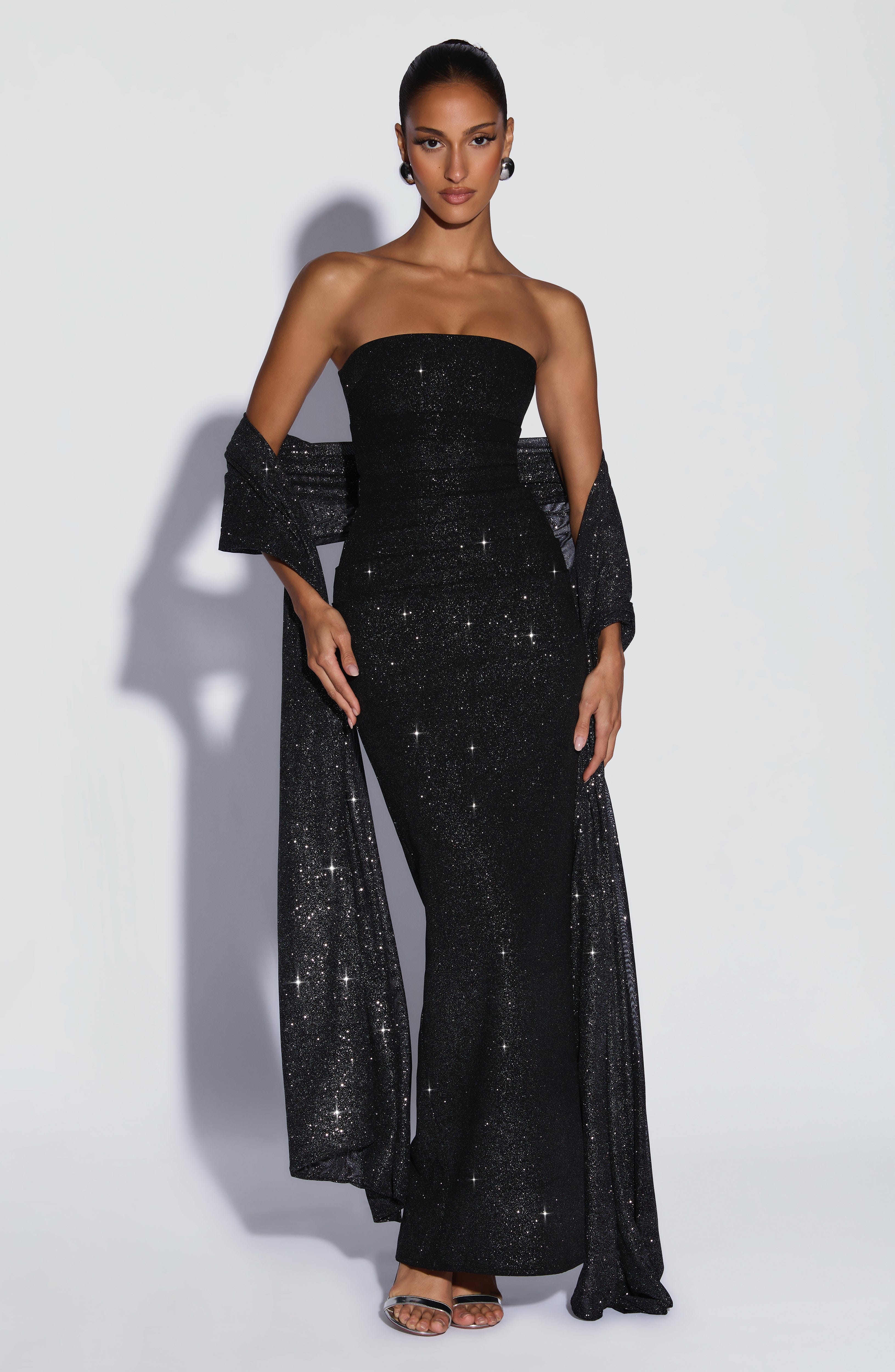 Gemma Maxi Dress - Black Sparkle