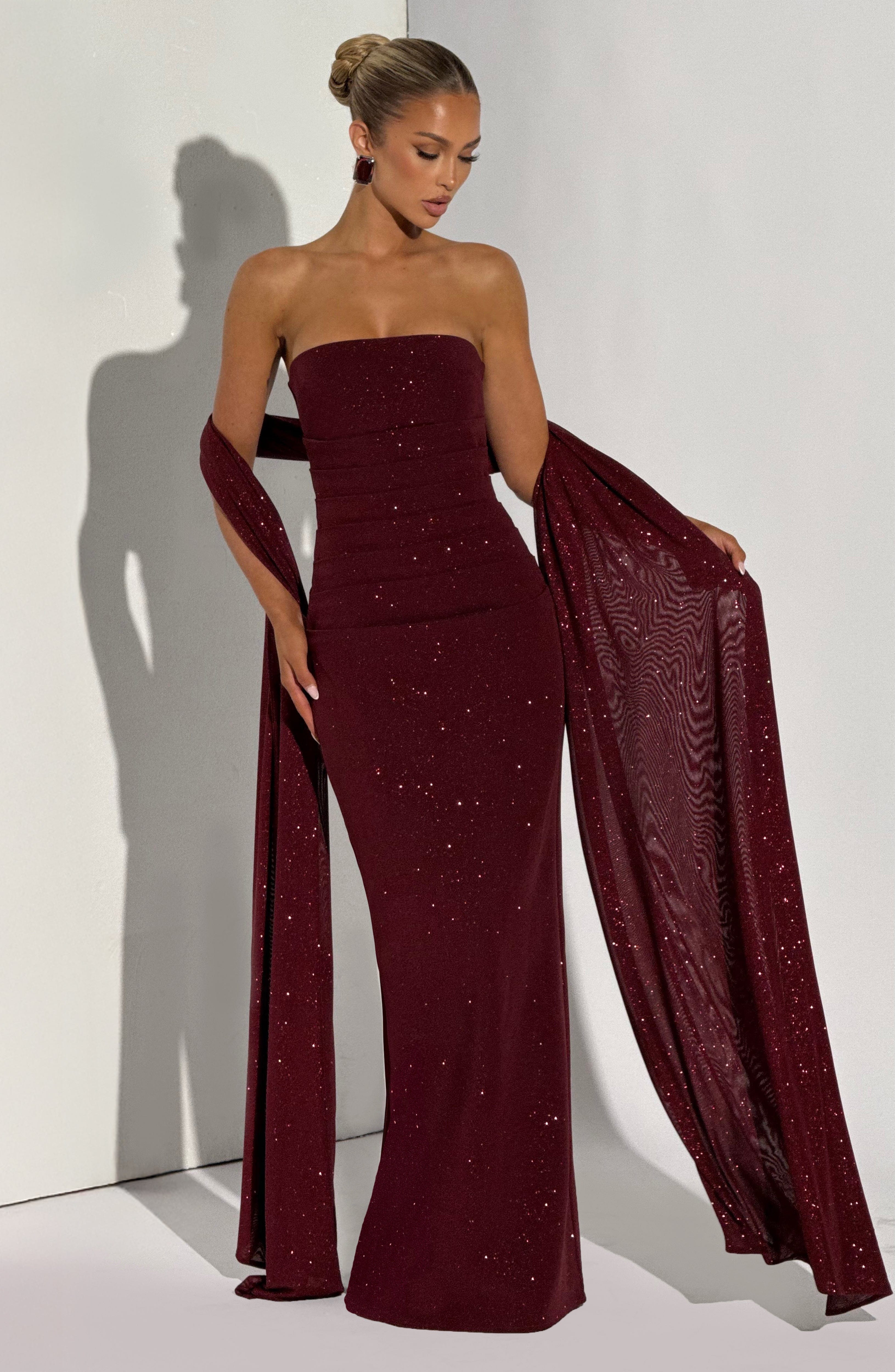 Gemma Maxi Dress - Wine Sparkle