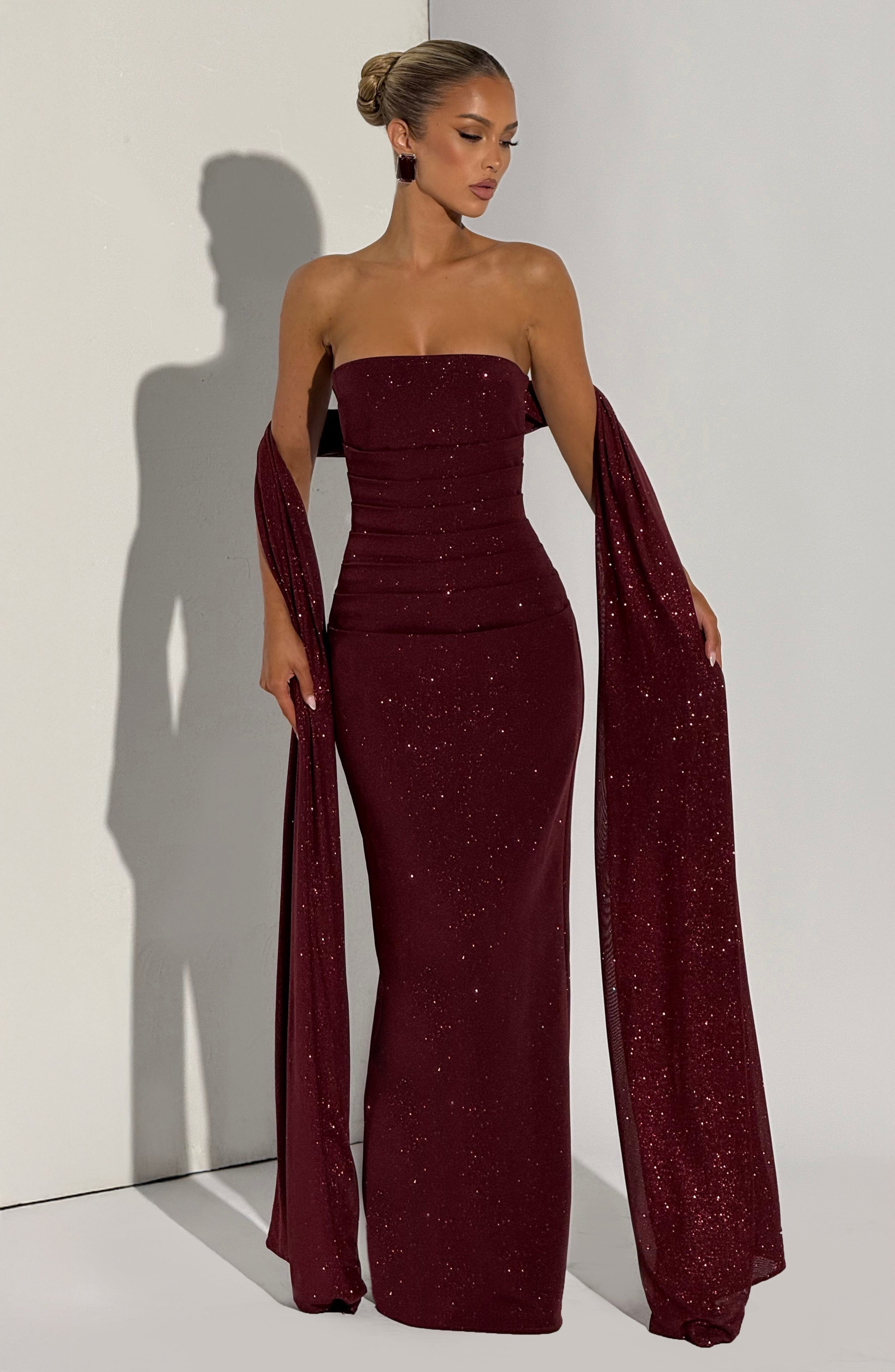 Gemma Maxi Dress - Wine Sparkle