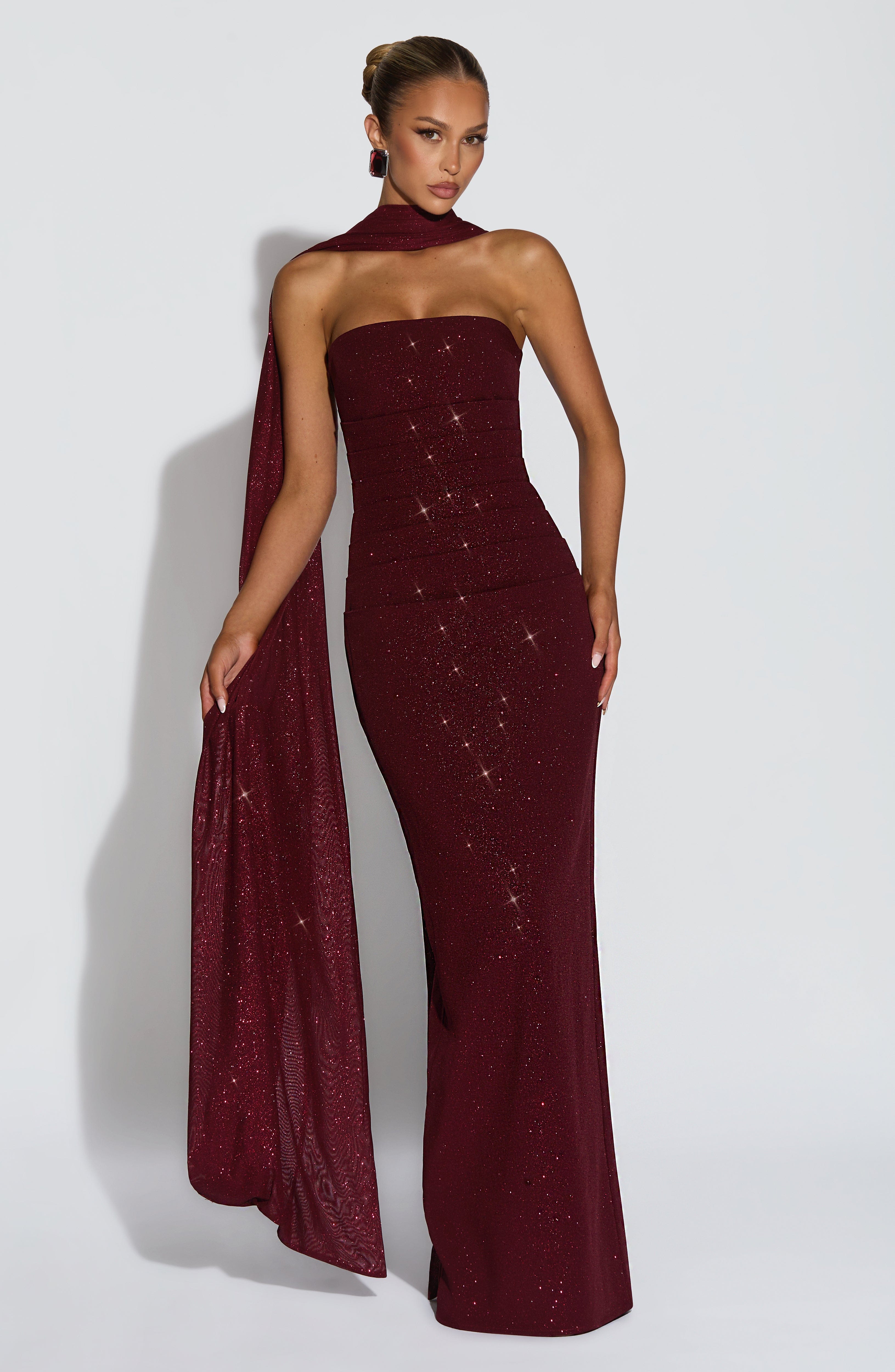 Gemma Maxi Dress - Wine Sparkle