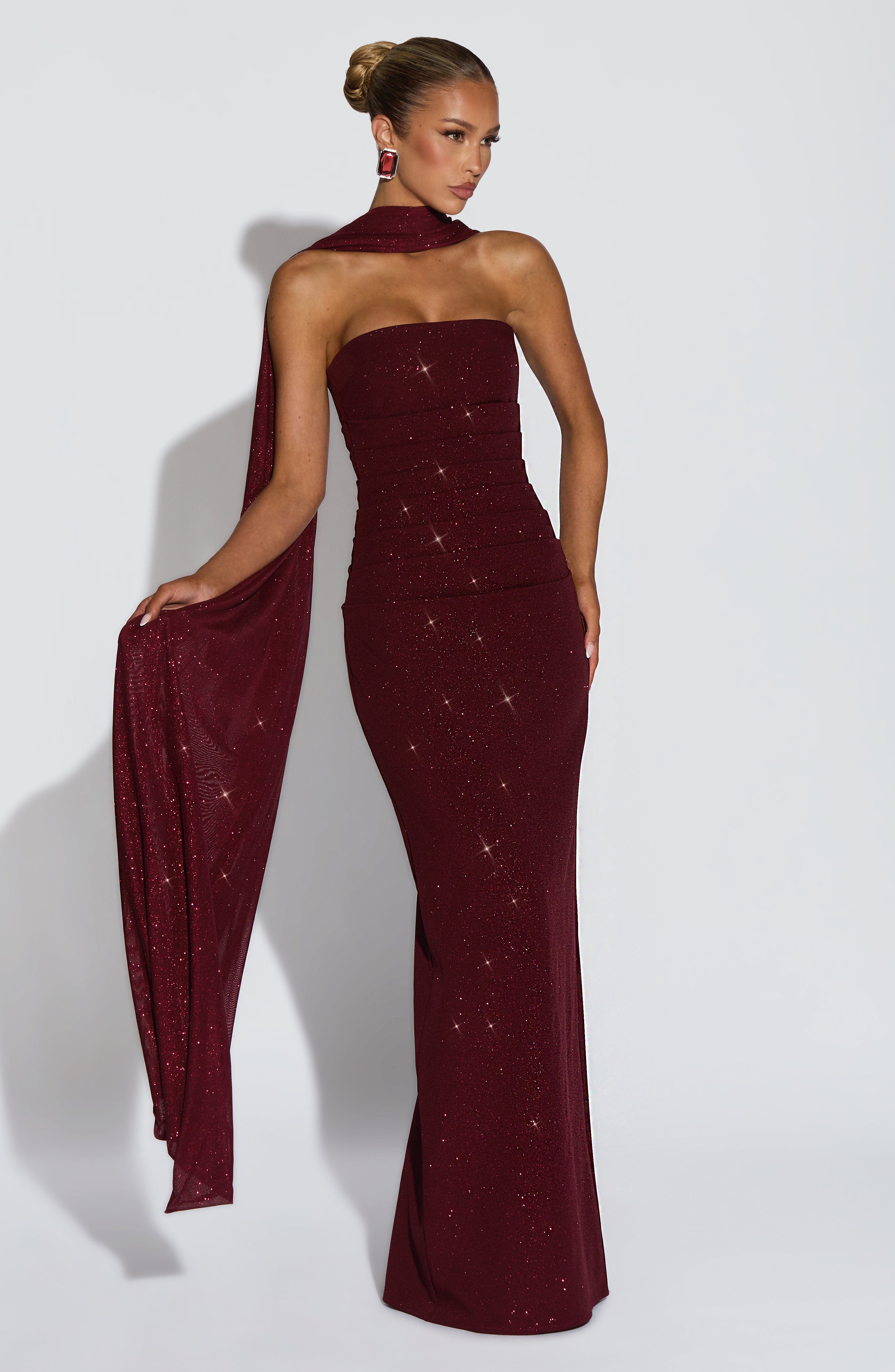 Gemma Maxi Dress - Wine Sparkle