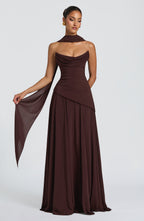Giselle Maxi Dress - Plum Brown