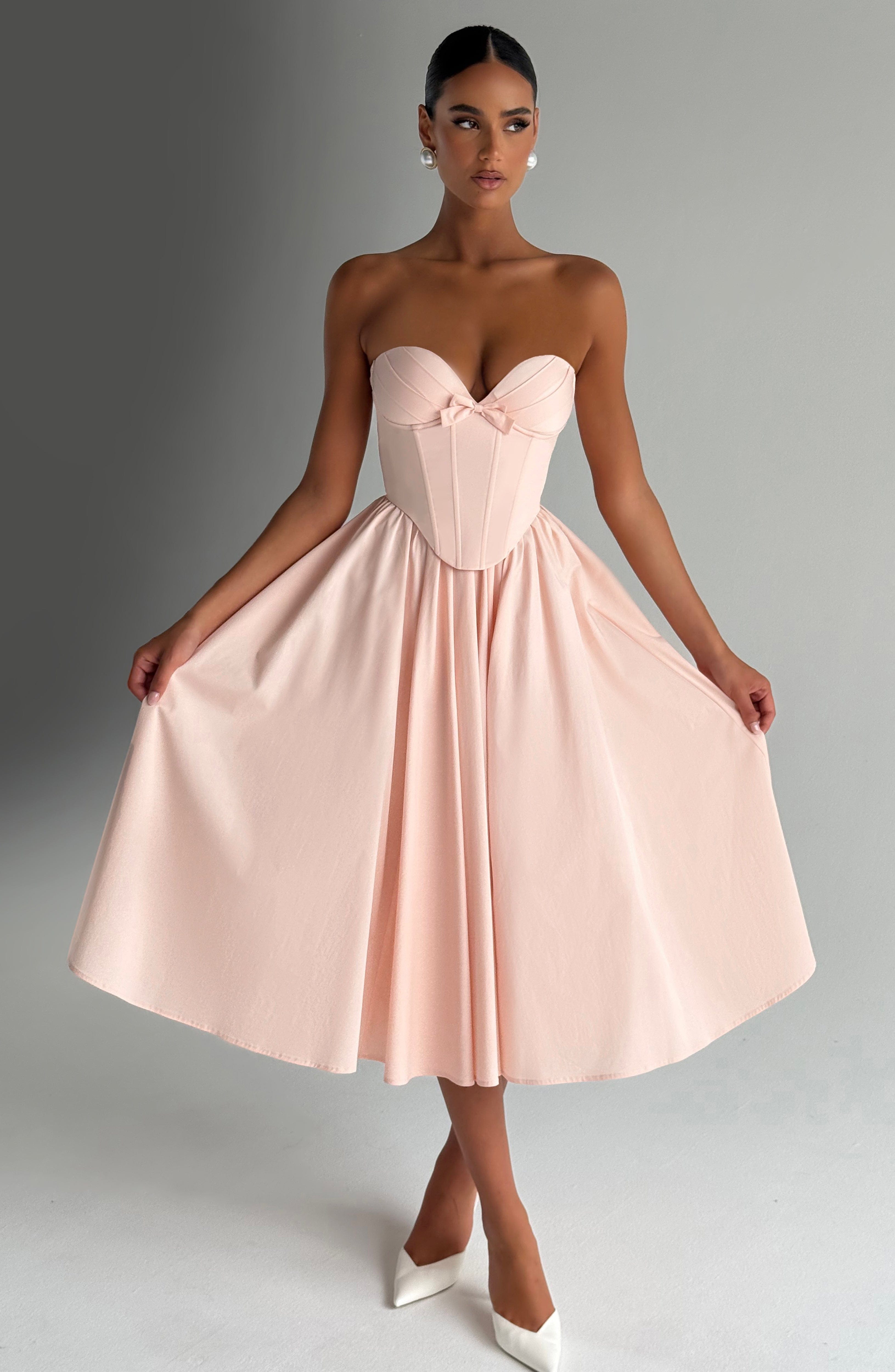 Adele Midi Dress - Soft Peach