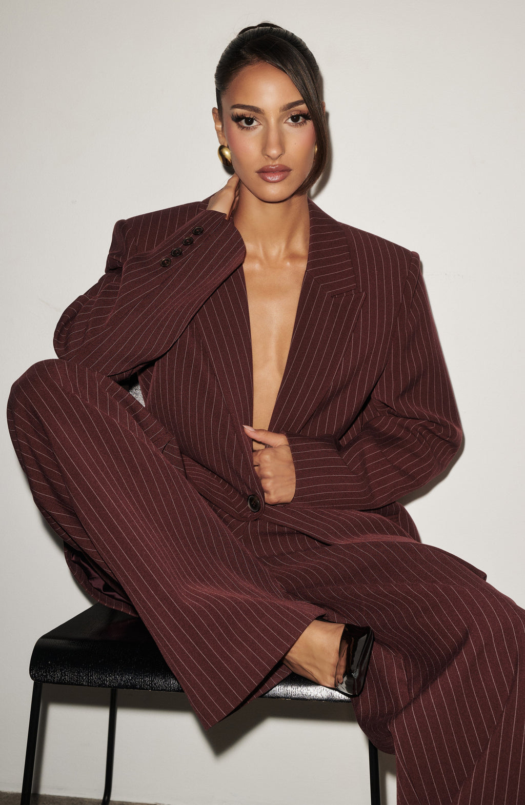 Charlotte Blazer - Burgundy Pinstripe