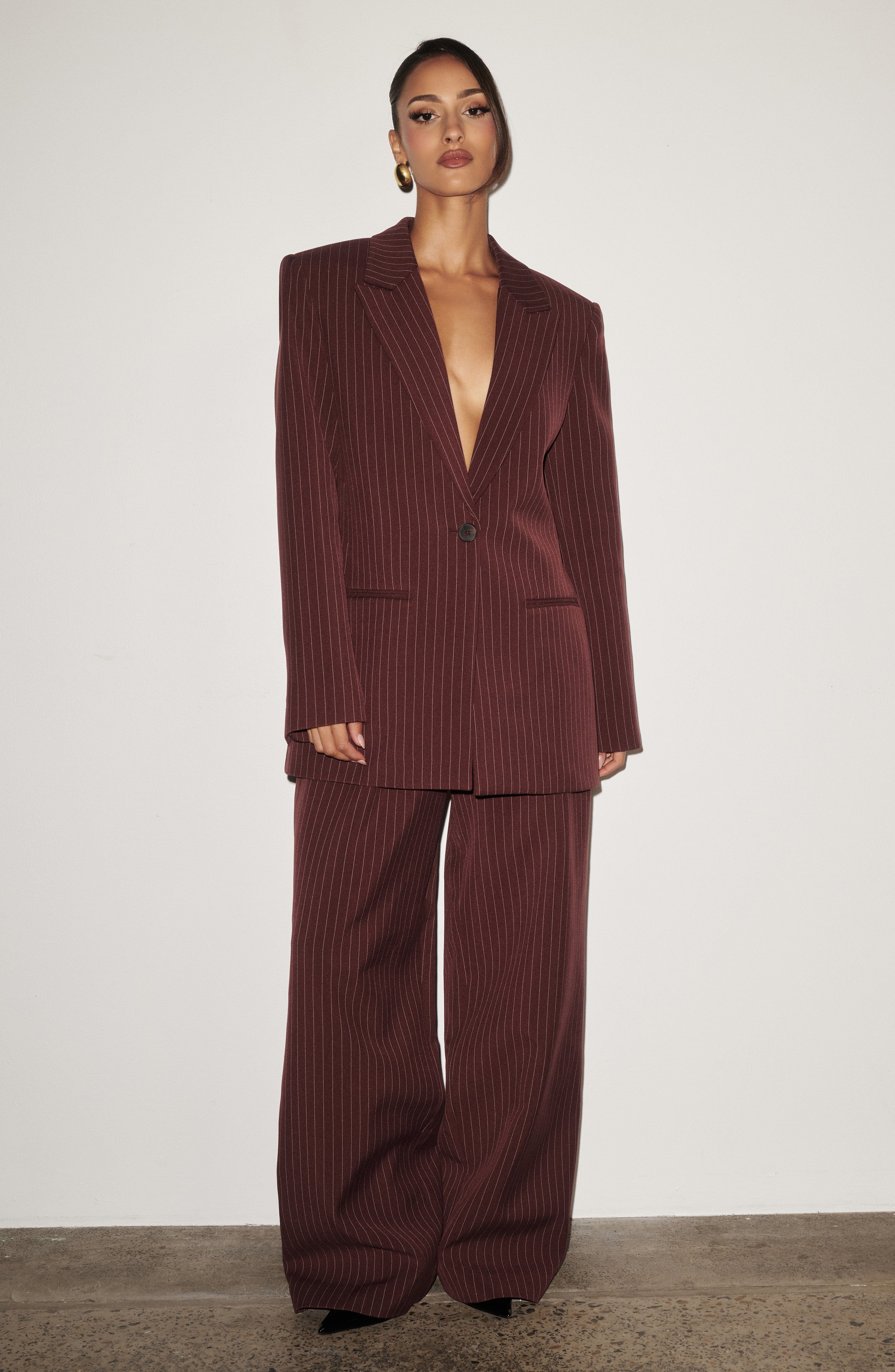 Charlotte Blazer - Burgundy Pinstripe