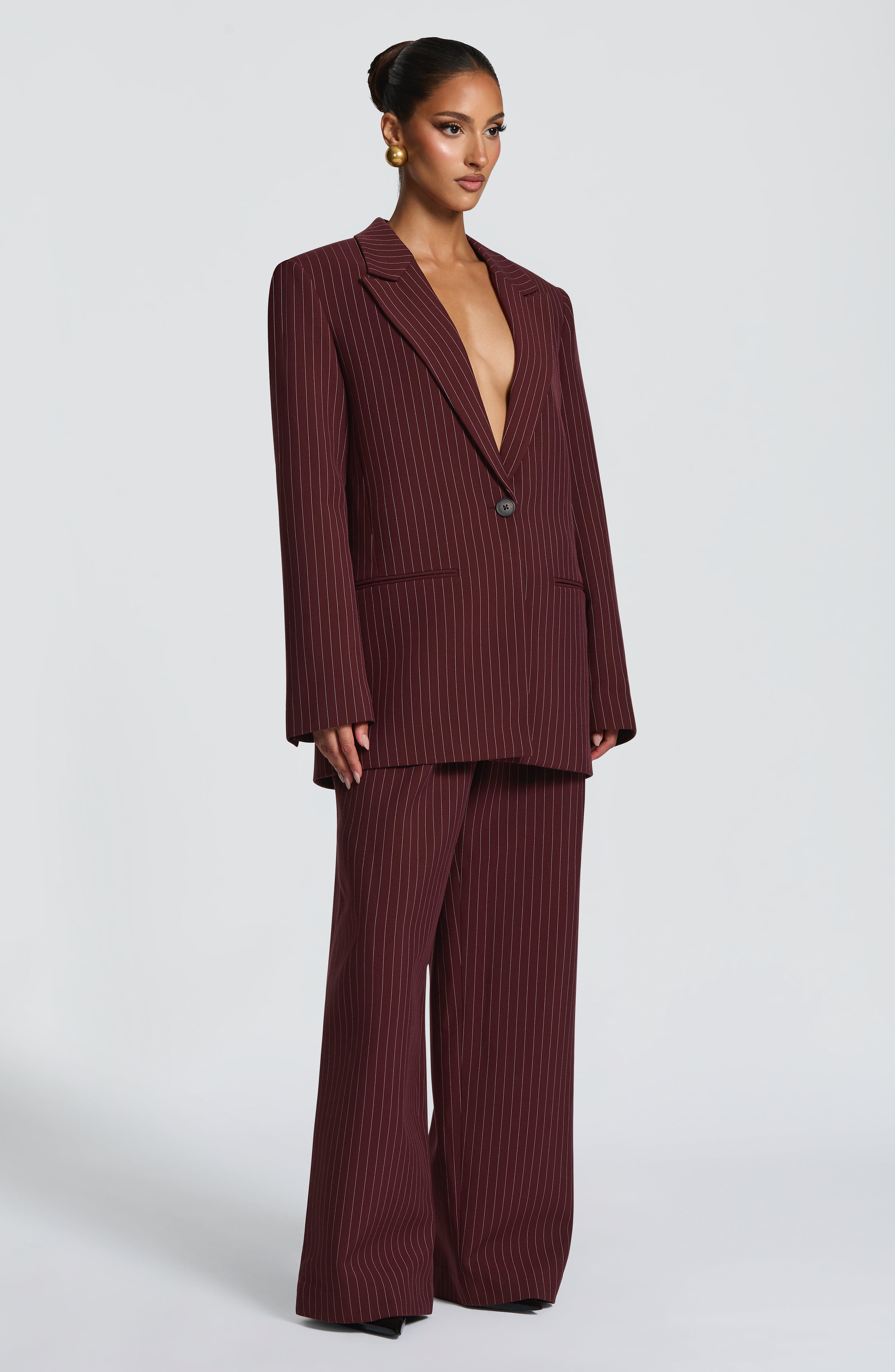 Charlotte Blazer - Burgundy Pinstripe