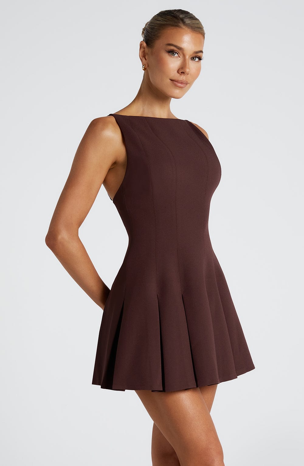 Freya Mini Dress - Plum Brown