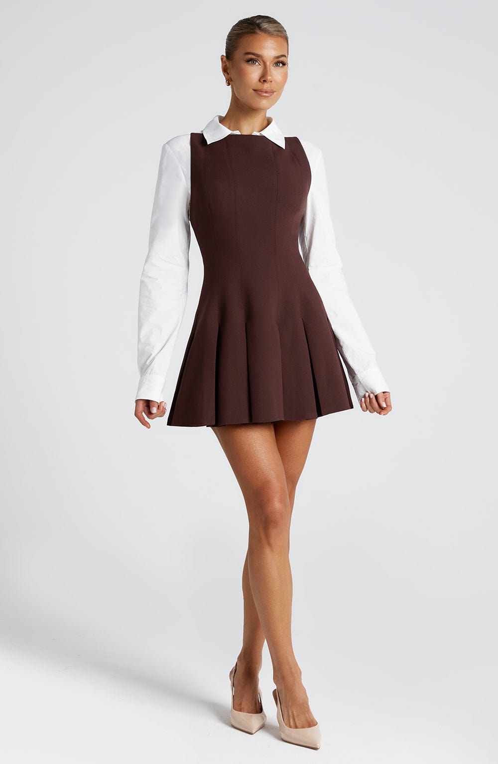 Freya Mini Dress - Plum Brown