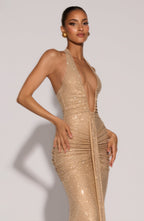 Rose Maxi Dress - Gold Sparkle