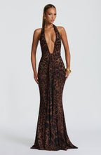 Rose Maxi Dress - Leopard Print